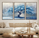 Abstract Blue Tree Art Canvas Print, Majestic Tree Wall Art