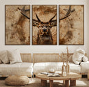 Wood Abstract Deer Wall Art | Rustic Wildlife Canvas Print |