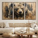 Majestic Grizzly 399 Bear Wall Art | 3-Panel Rustic Canvas