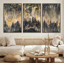 Golden Forest Abstract Wall Art | Dark Forest with Gold
