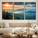 Sunrise Over Mountain Range Wall Art Canvas Print, Farmhouse