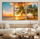 Tropical Sunset Beach Canvas Wall Art Print – Vibrant Palm by MyGreatCanvas | Canvas Wall Art Prints | Photo Prints & Wall Decor