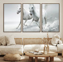 Large Wall Art Canvas Print – Beautiful Running White Horses