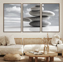 Still Life Black and White Zen Stones Wall Art Canvas,