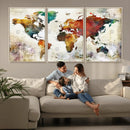 Watercolor World Map Canvas Print – Framed Wall Art for by MyGreatCanvas | Canvas Wall Art Prints | Photo Prints & Wall Decor