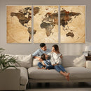 Push Pin World Map Canvas Print – Framed Travel Tracker Wall