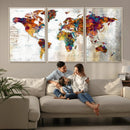 Vintage World Map Canvas Wall Art Print, Warm Tone Global by MyGreatCanvas | Canvas Wall Art Prints | Photo Prints & Wall Decor