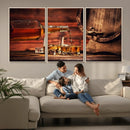 Whiskey and Cigar Canvas Wall Art | 3 Panel Bar Room Decor by MyGreatCanvas | Canvas Wall Art Prints | Photo Prints & Wall Decor