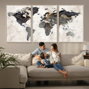 Abstract Map Printing - Modern World Map Canvas Wall Art for