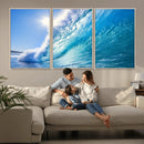 Blue Big Wave Surfing Ocean Canvas Wall Art Artwork Print