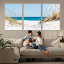 Serene Coastal Dune Path with Ocean View, 3-Panel Beach
