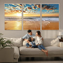 Golden Sunset Beach Print Canvas Wall Art, Giclee Canvas