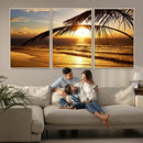 Golden Tropical Beach Sunset Canvas Triptych, Coastal Palm by MyGreatCanvas | Canvas Wall Art Prints | Photo Prints & Wall Decor