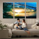 Ocean Wave at Sunset Canvas Art, Large Wall Print of Vibrant