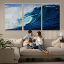 Ocean Wave at Sunset Canvas Art, Large Wall Print of Vibrant