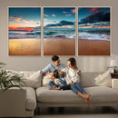 Sunset on Beach Wall Art Ocean Beach Canvas Print