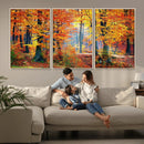 Autumn Red Forest Triptych Canvas Wall Art Print, Forest by MyGreatCanvas | Canvas Wall Art Prints | Photo Prints & Wall Decor
