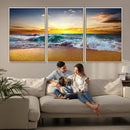 Golden Sunset Ocean Waves Wall Art Canvas Print – Multi