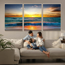 Vibrant Ocean Sunrise Over Golden Beach Waves, Giclee Canvas by MyGreatCanvas | Canvas Wall Art Prints | Photo Prints & Wall Decor