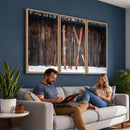 Vintage Ski Gear Canvas Print, Vintage Ski Gear Against