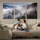 Beautiful Rising Fog in Winter Mountain Landscape- Framed