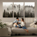 Foggy Mountain Wall Art | 3-Panel Foggy Forest and Mountain