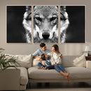 Black and White Wild Wolf Wall Art Canvas Print