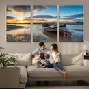 Small Boat At The Beach Sunset Wall Art, Boat Sunset Wall