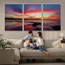Glorious Sunset on The Beach Wall Art Canvas Print