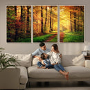Sunlight Through Trees Wall Art Canvas Print - Autumn Forest