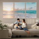 Tranquil Ocean Beach Sunset Canvas Wall Art | 3-Panel