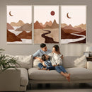 Boho Wall Art Canvas Print Set Mid-Century Prints Bohemian