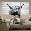 Scottish Highland Cow Cattle Art Print on Wood Background by MyGreatCanvas | Canvas Wall Art Prints | Photo Prints & Wall Decor