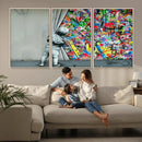 Banksy Colorful Street Graffiti Canvas Wall Art Print, by MyGreatCanvas | Canvas Wall Art Prints | Photo Prints & Wall Decor