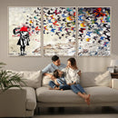 Banksy Art Butterfly Girl Explosion Canvas Art – Vibrant