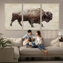 Buffalo Wall Art, Western Bison Canvas Print, Rustic Buffalo