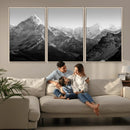 Everest Himalaya Mountain Peaks Black & White Triptych by MyGreatCanvas | Canvas Wall Art Prints | Photo Prints & Wall Decor