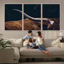 Texas Longhorn Bull Wall Art Canvas Print - Large Framed