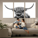 Grayscale Scottish Highland Cow Cattle Art Print Farmhouse by MyGreatCanvas | Canvas Wall Art Prints | Photo Prints & Wall Decor
