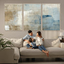 Abstract Blue and Beige Wall Art, Modern Minimalist Canvas