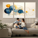 Geometric Blue Orange Abstract Wall Art Canvas, Geometric