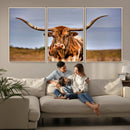 Texas Longhorn Wall Art Print, Framed Longhorn Cow Wall Art