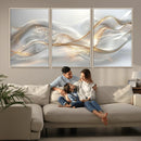 Abstract art Grey and Gold Lines Wall Art