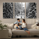 Winter Ski Lift Black and White Canvas Wall Art – Alpine