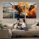 Highland Cow Abstract Canvas Wall Art – Bold Farmhouse