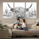 Rustic Charm | Cow Longhorn Black White Bighorn Wall Art