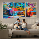 Fitness Gym Barbell Graffiti Wall Art Canvas Print