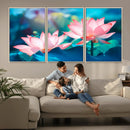 Pink Lotus Flower Canvas Wall Art | Vibrant Floral Wall
