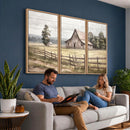 Rustic Farmhouse Barn Wall Art | 3-Panel Framed Gallery Wrap