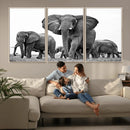Black White Elephant Family Wall Art Canvas Print by MyGreatCanvas | Canvas Wall Art Prints | Photo Prints & Wall Decor